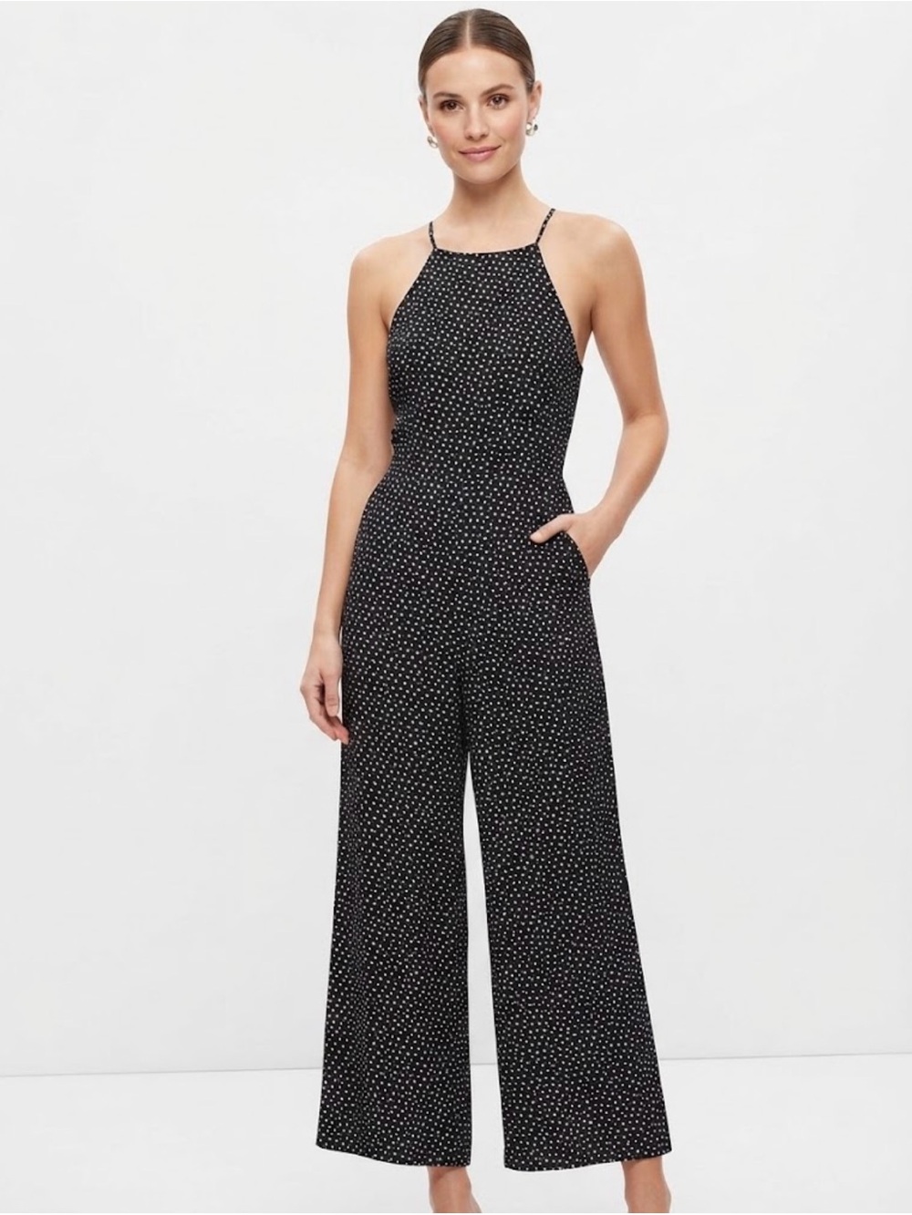 Abercrombie & Fitch Black and White Polka Dot Jumpsuit